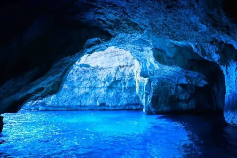 inside the blue grotto in Malta