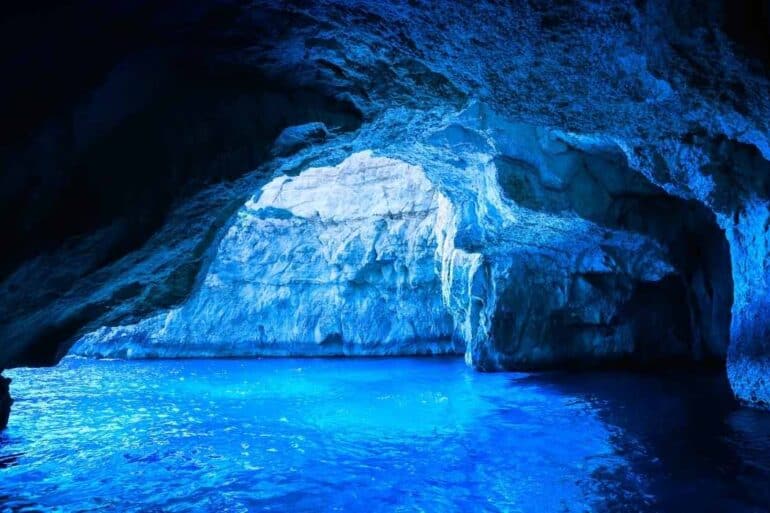 inside the blue grotto in Malta