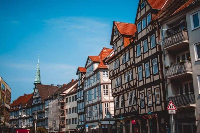 german street with apartments