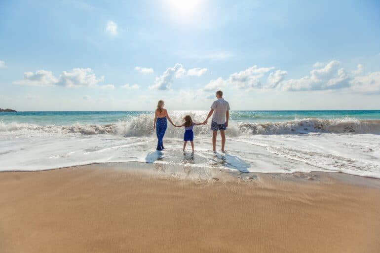 a family at the beach