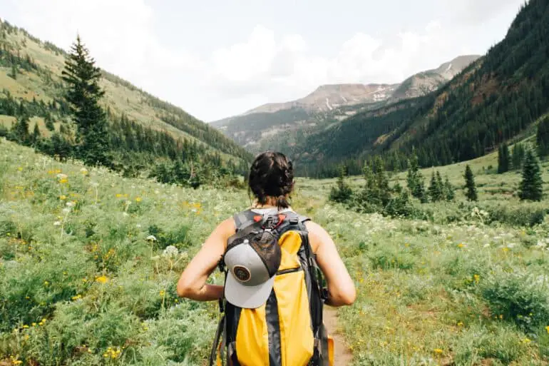 a traveler out in nature