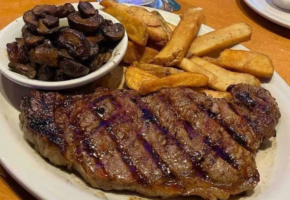Juicy steak and fries at Texas Road House