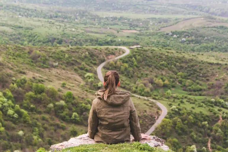 woman looking out on the road