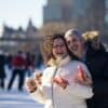 Middle aged couple on the Rideau Canal drinking hot chocolate