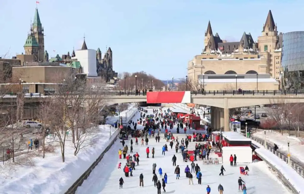 Skaters skating on Rideau Canal