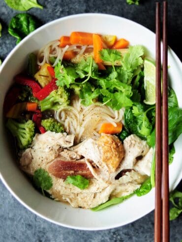a bowl of pho