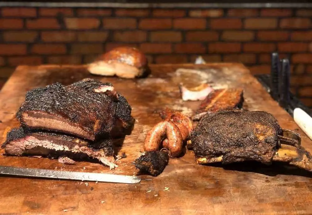 Ribs and sausage at Kent Black's BBQ in San Marcos Texas