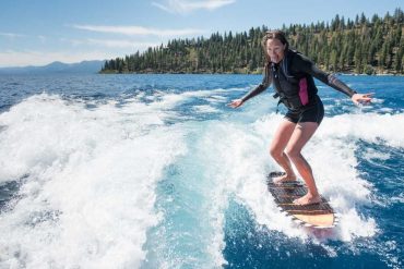 board surfing on Lake Tahoe