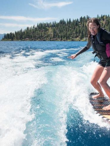 board surfing on Lake Tahoe