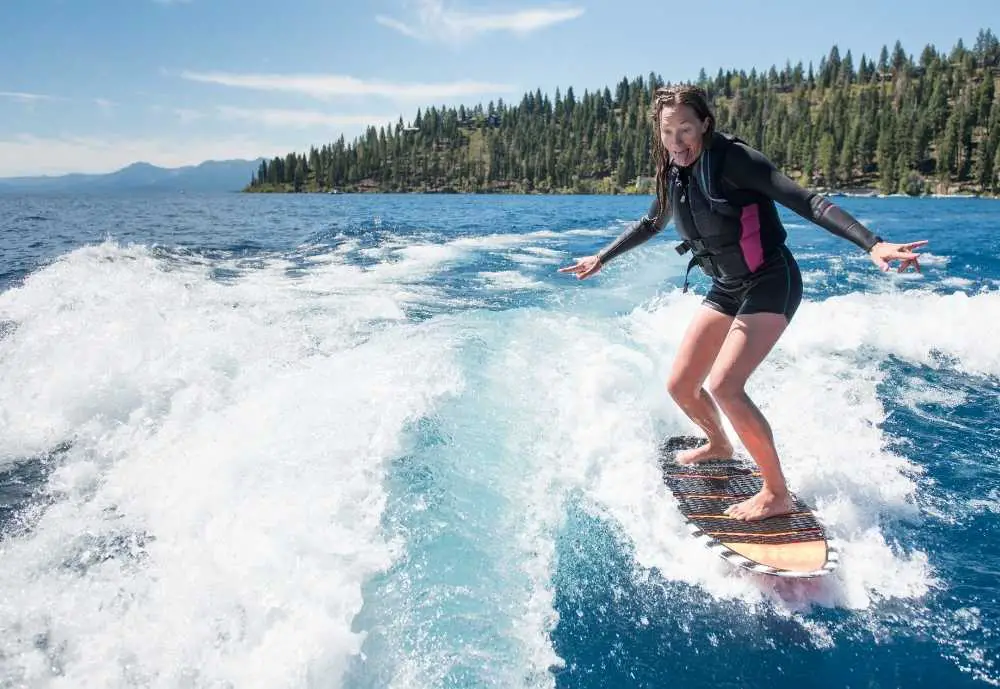 board surfing on Lake Tahoe