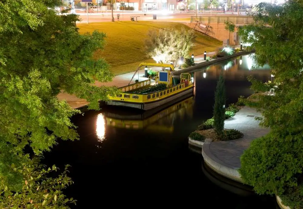 Boat in Bricktown Canal in downtown Oklahoma City