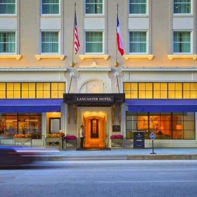 Theh Lancaster Hotel, Houston Texas, street view