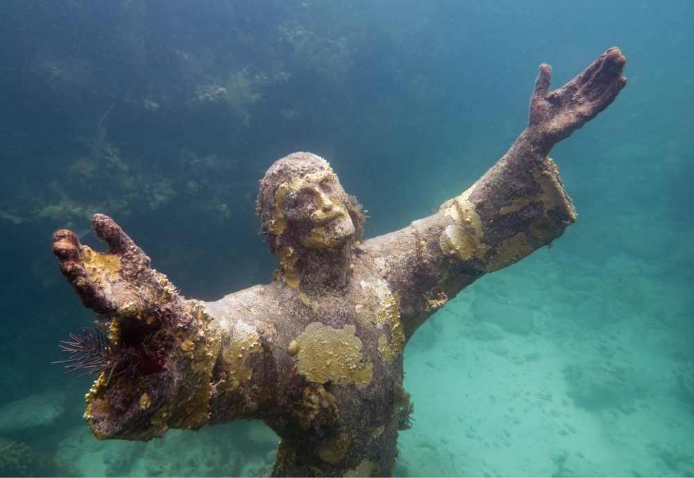The bronze Christ of the Abyss Statue in Key Largo Florida