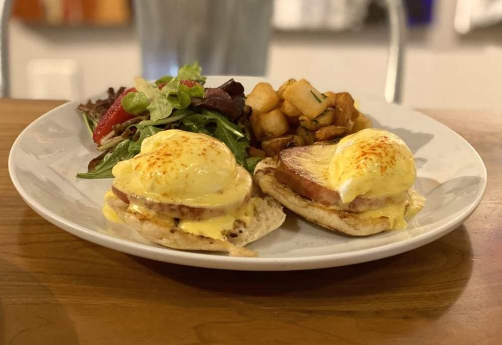 Eggs Benedict, Grand Central Palm Springs, Best breakfast spots in Palm Springs CA