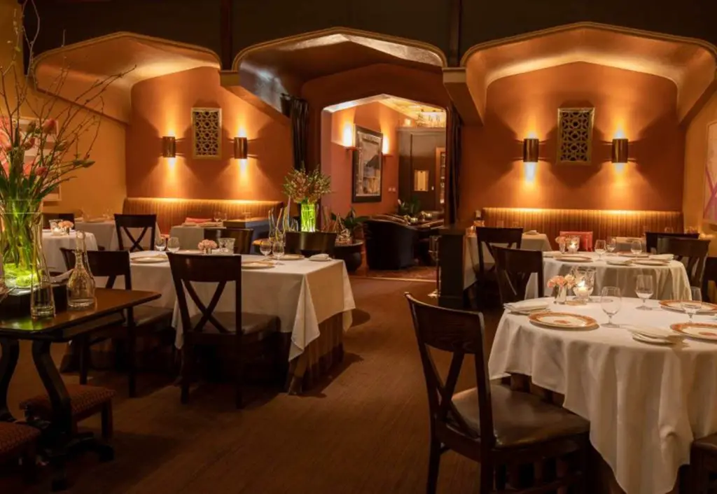 Interior of Acquerello restaurant in San Francisco, CA