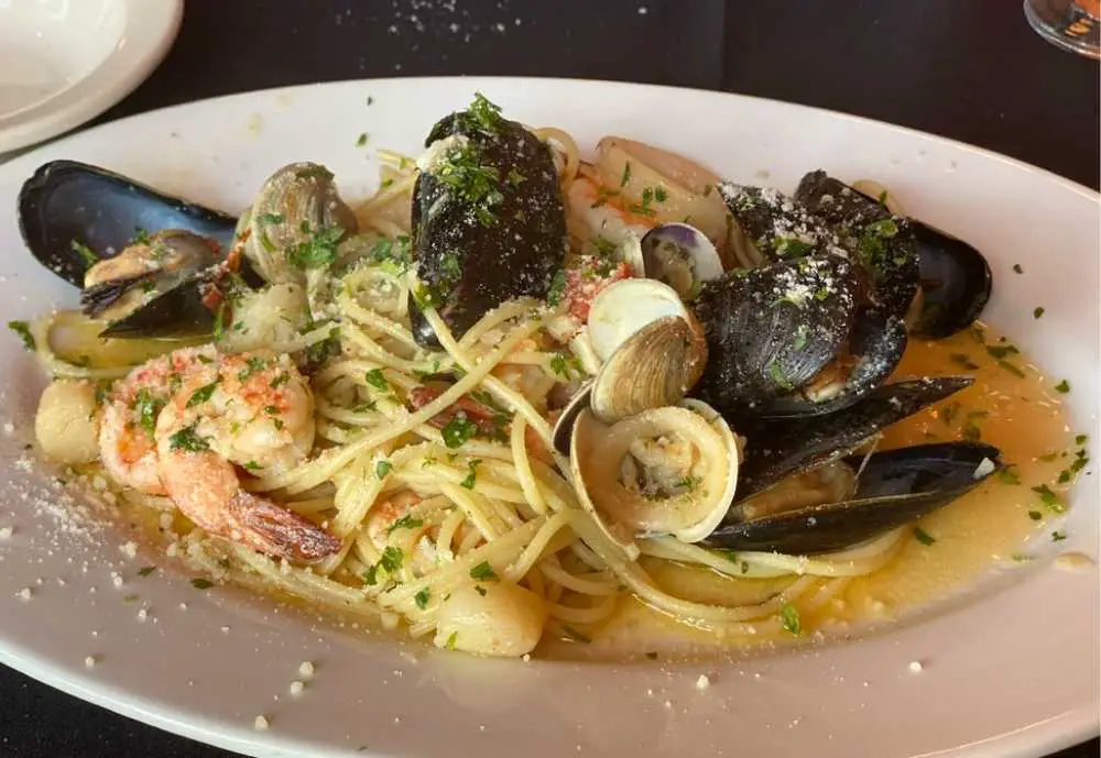 Seafood Pasta in wine sauce at La Terrazza in Tampa Bay Florida