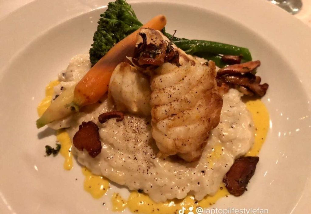 Monkfish with vegetables and risotto at Bottagra in New Jersey, best italian in New Jersey