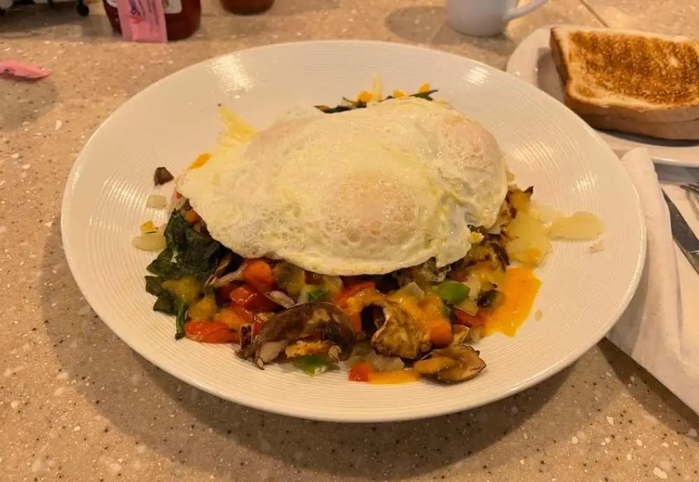 The Veggie Skillet at The Breakfast Club in Fort Wayne Indiana