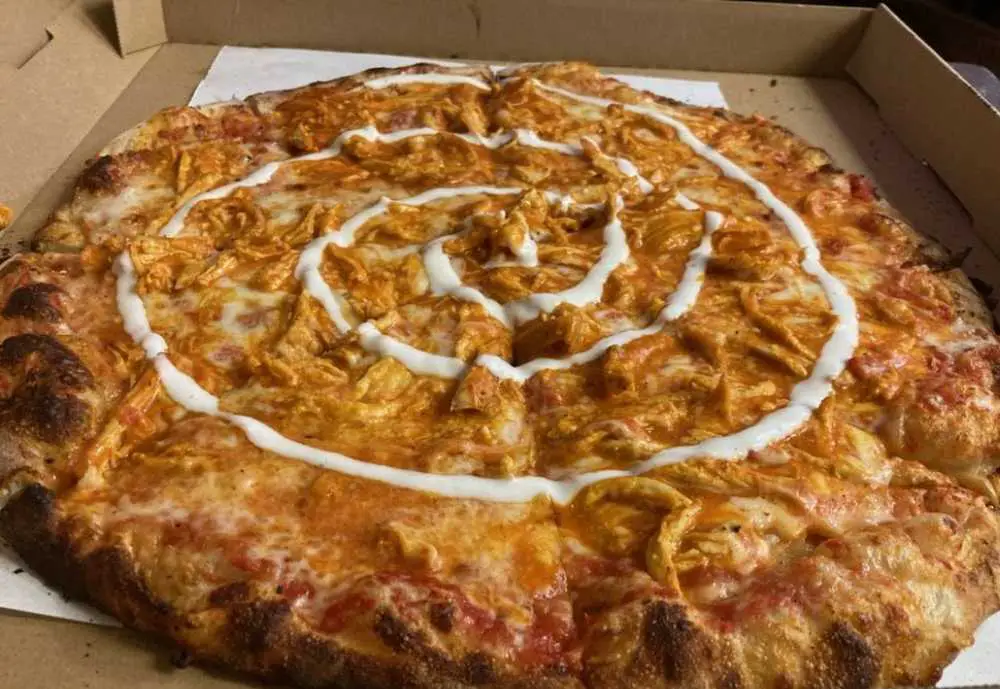buffalo chicken pizza at the pizza spot in Fort Lauderdale Florida