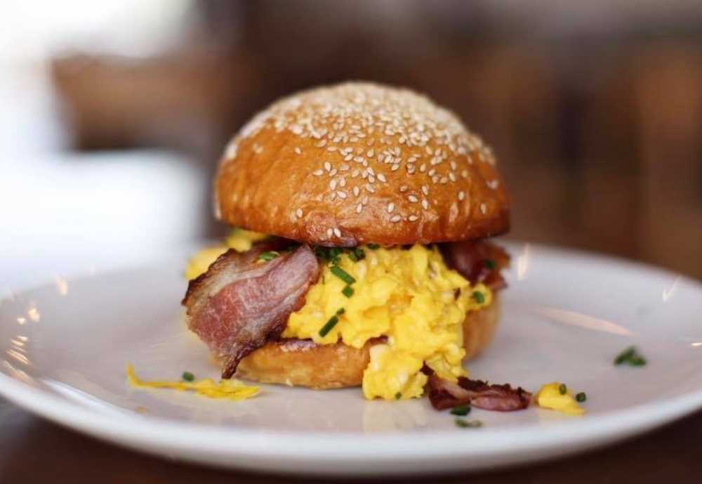 breakfast sandwich at Poached Kitchen in Santa Ana, California