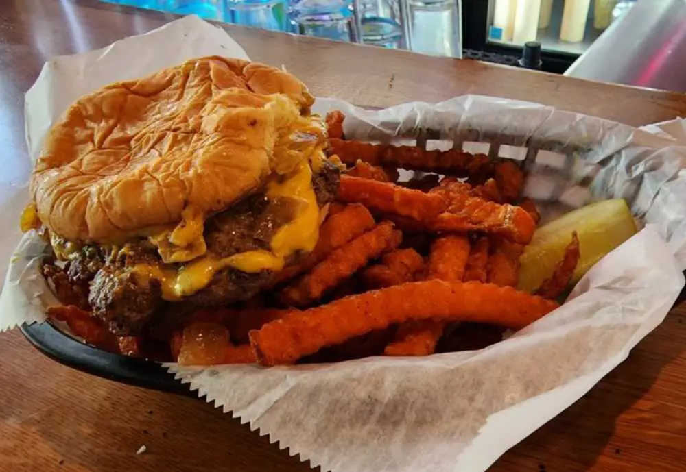 Cheeseburger with sweet potato fries at Jack Brown's Beer and Burger Joint in Huntsville Alabama