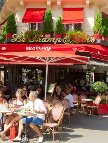 a bustlin cafe in Paris