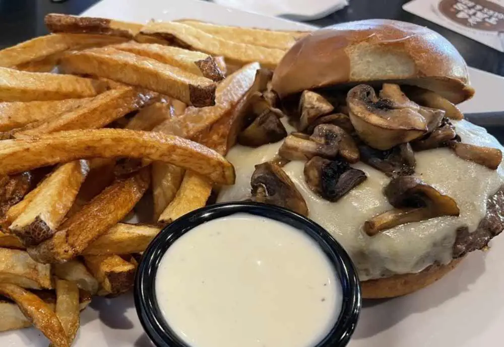 Mushroom and Swiss Burger at 24taps burgers and brew in Spokane Washington, best burgers in Spokane