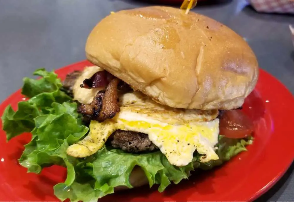 The Egg-0-Nater burger at Smitty’s Garage Burgers and Beer in Omaha, Nebraska