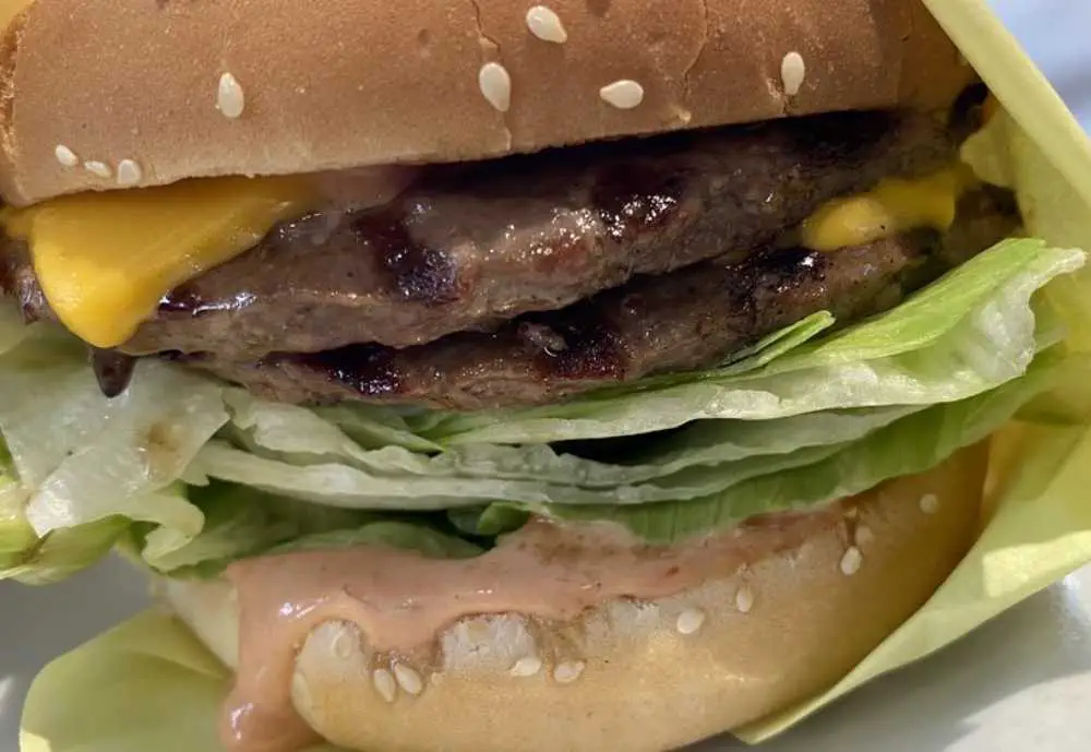 double cheeseburger at Golden Eagle in Long Beach, California