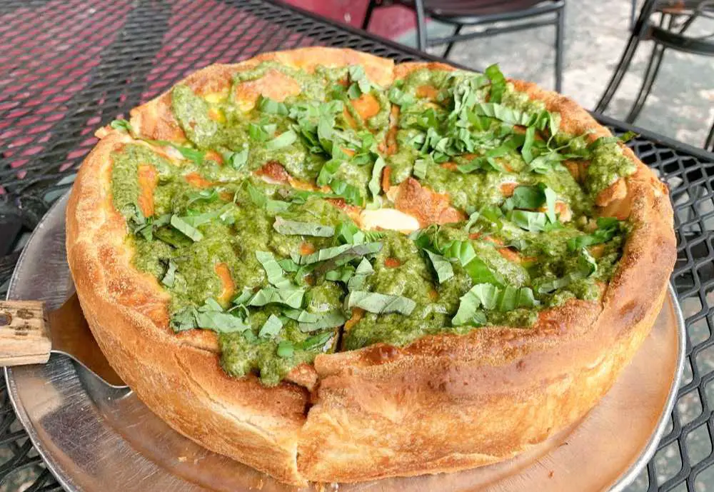 deep dish pizza at Carmine's Pie House in Jacksonville, Florida