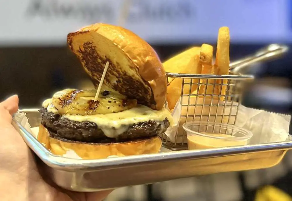 The Maui Wow-ee Burger at Clutch Burgers in Miami, Florida, best burger spots in Miami