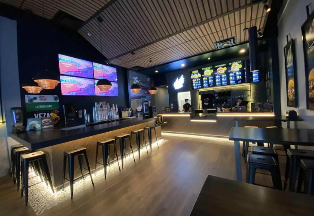 Clean and spacious interior at La Birra Bar in Miami, Fl