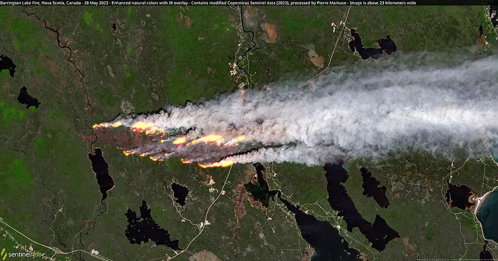 Overhead shot of Wildfires in Nova Scotia