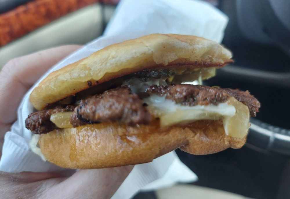 a burger at Chuckburger in Topeka, kansas