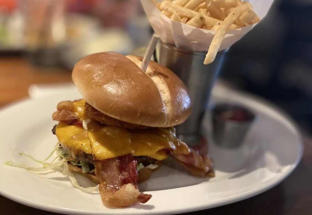 a bacon double cheeseburger at Gibbons Fine Grill in Shreveport, Louisiana