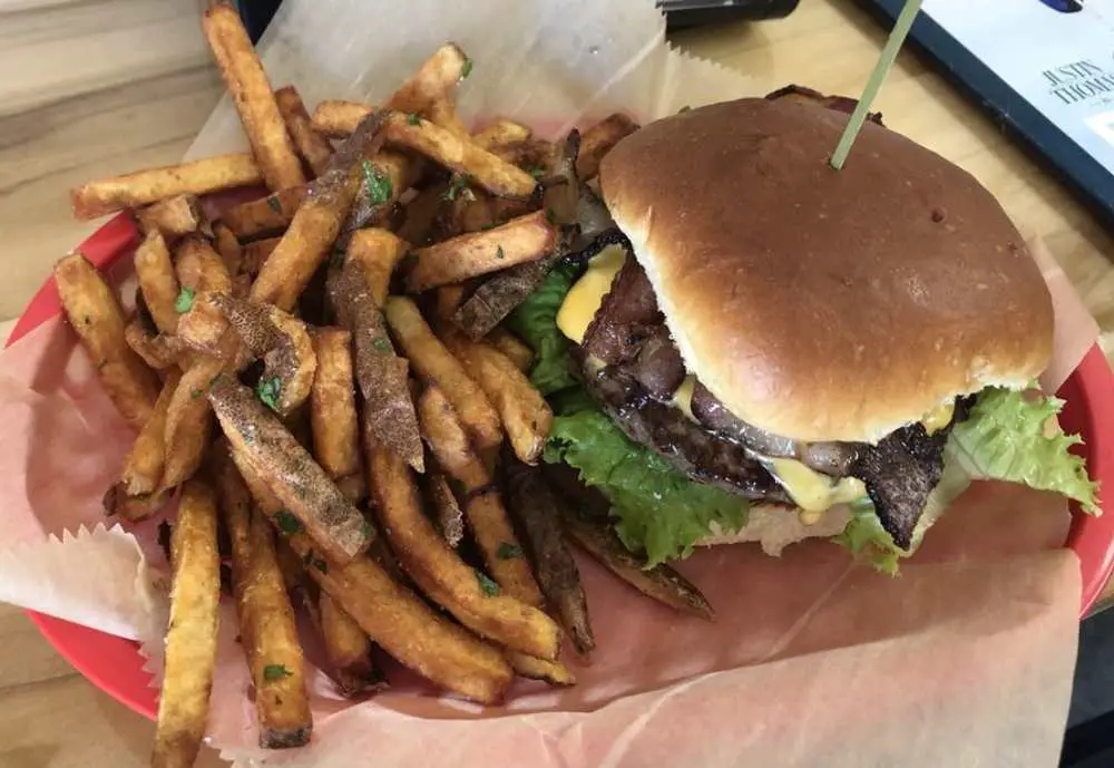 double cheeseburger at Lake Burger in Kalamazoo, Michigan. 