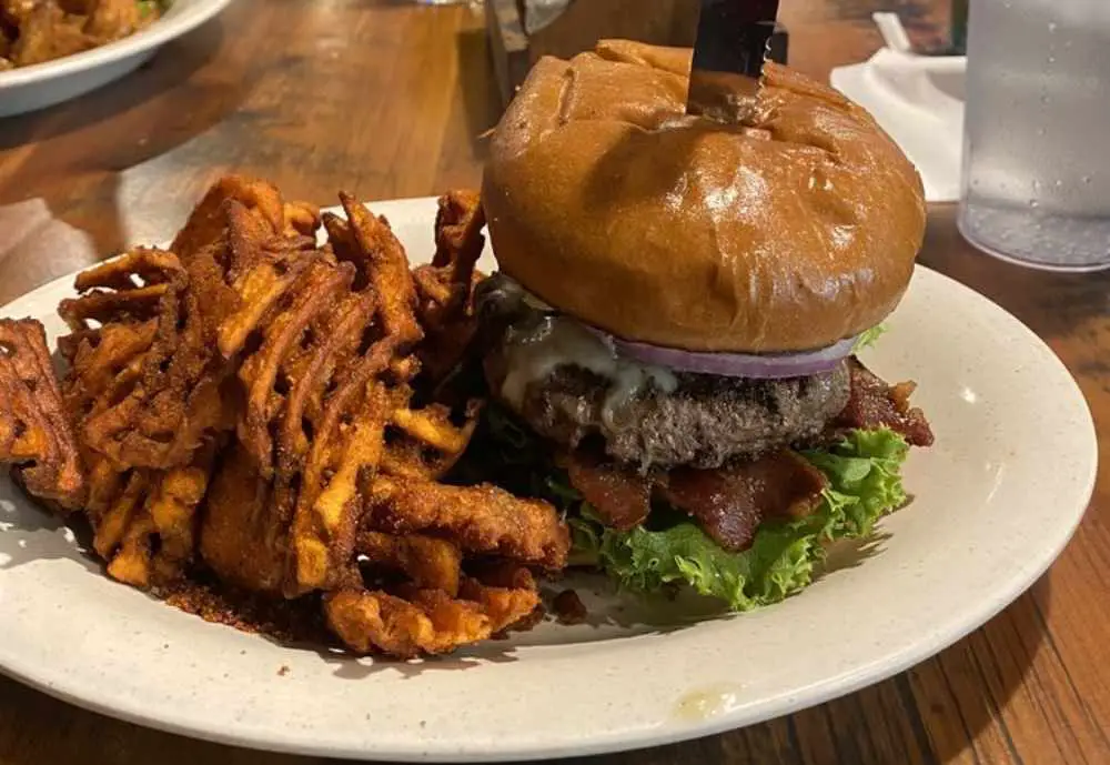 Ruth burger and sweet potato fries at Scooter's in Twin Falls Idaho