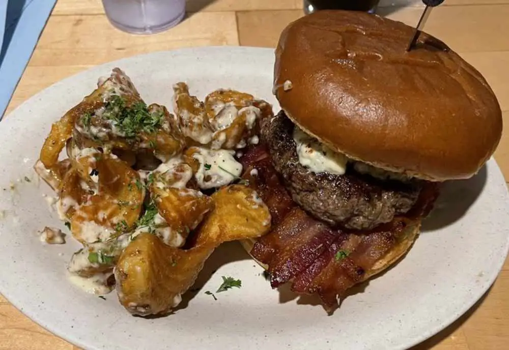 Blue cheese & bacon burger with garlic parmesan fries at Scooter's Chillin'-N-Grillin' in Twin Falls, Idaho