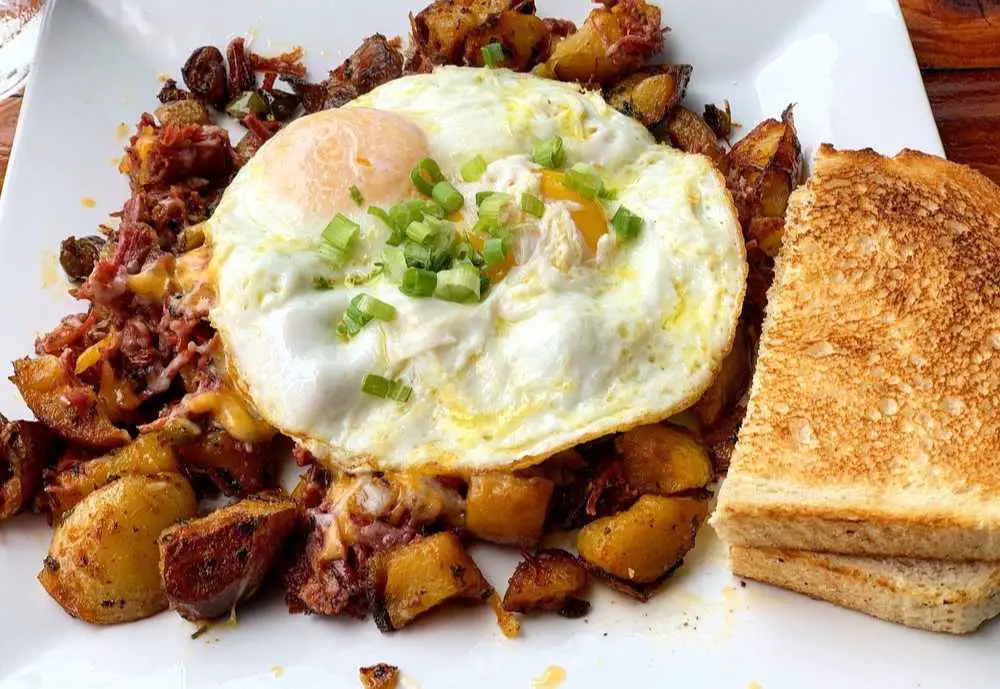 Corned beef hash at Stratford at the Harbor in Carlsbad, California