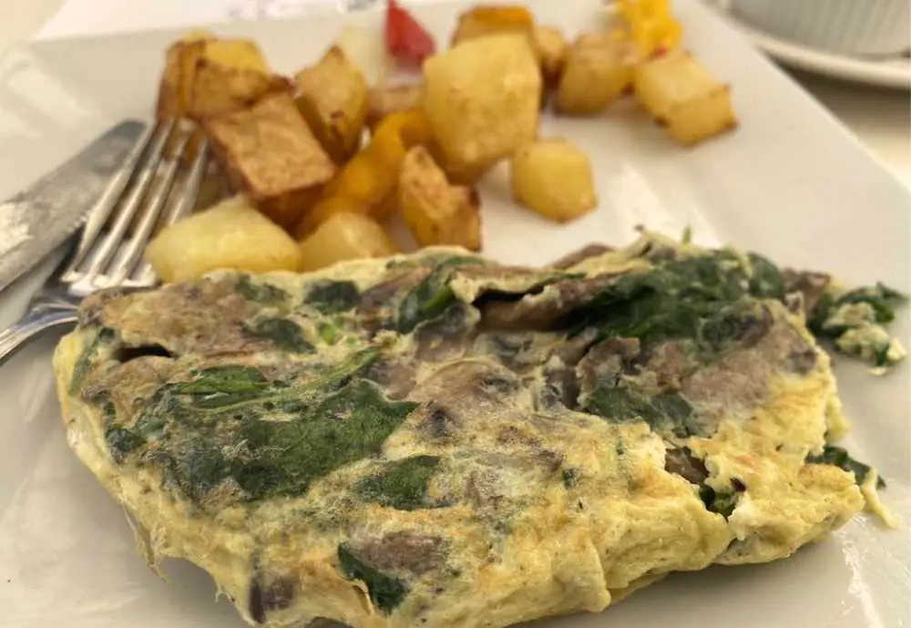 A mushroom omelet at the sunset restaurant in Malibu, California