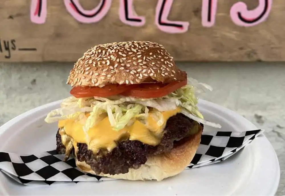 a huge cheeseburger at Tully's in Charleston, South Carolina