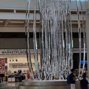 Fountain sculpture at Kansas City International Airport terminal