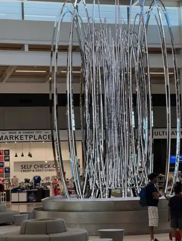 Fountain sculpture at Kansas City International Airport terminal