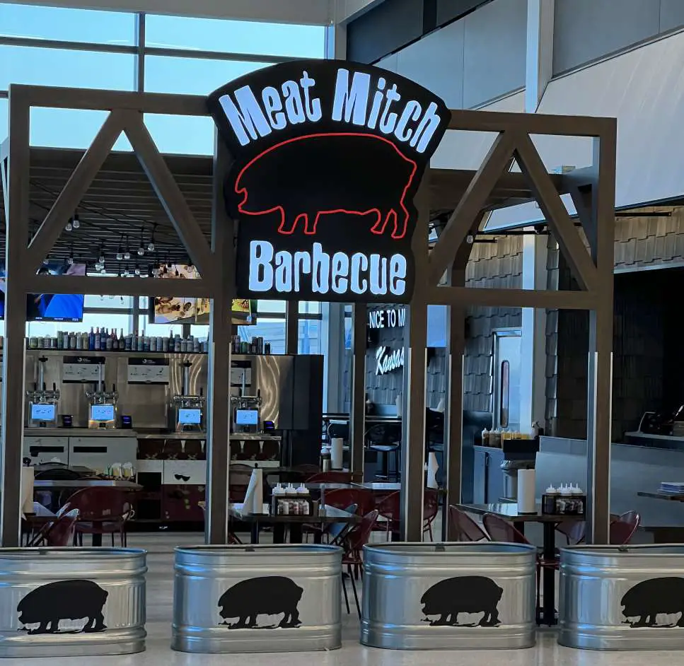 Food MCI airport includes Meat Mitch Barbeque