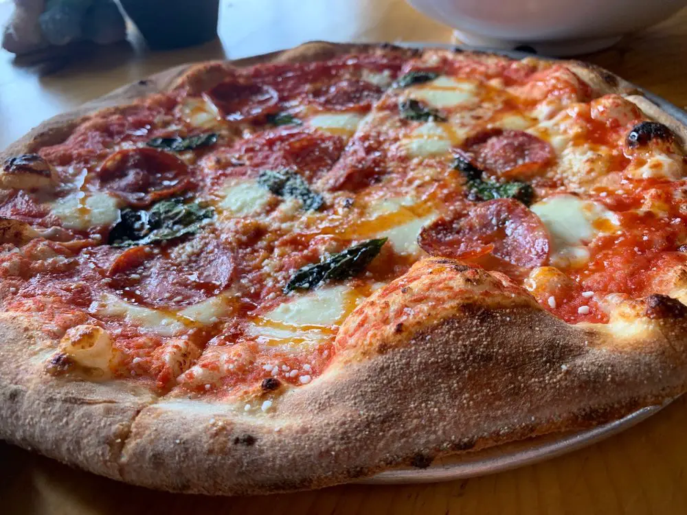 A delicious, traditional Margherita from Old Scratch Pizza!