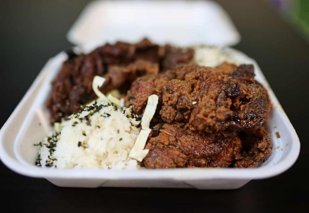 Robust Garlic Chicken combo with Ribeye Teriyaki Beef at Lefty-J's in Las Vegas