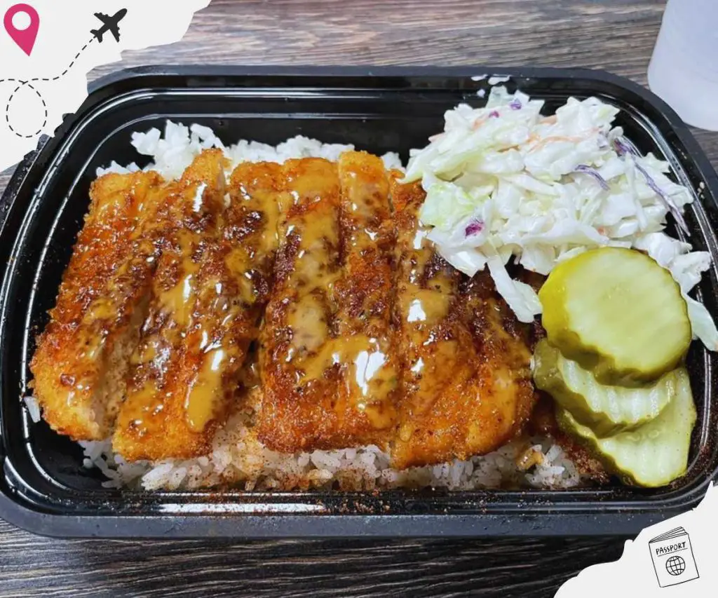 Rice bowl with Chickii sauce and orange sauce at Chickii in Glendale AZ