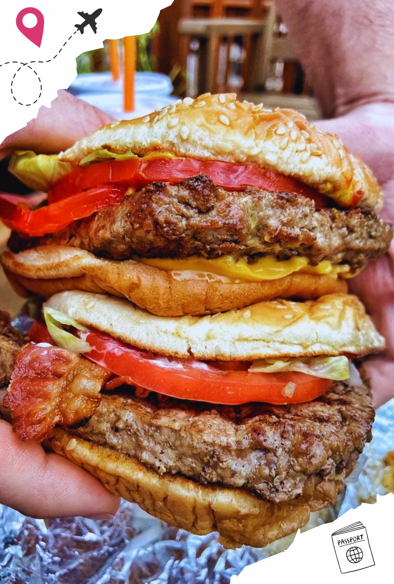 2 juicy burgers at char grill in Cary north carolina