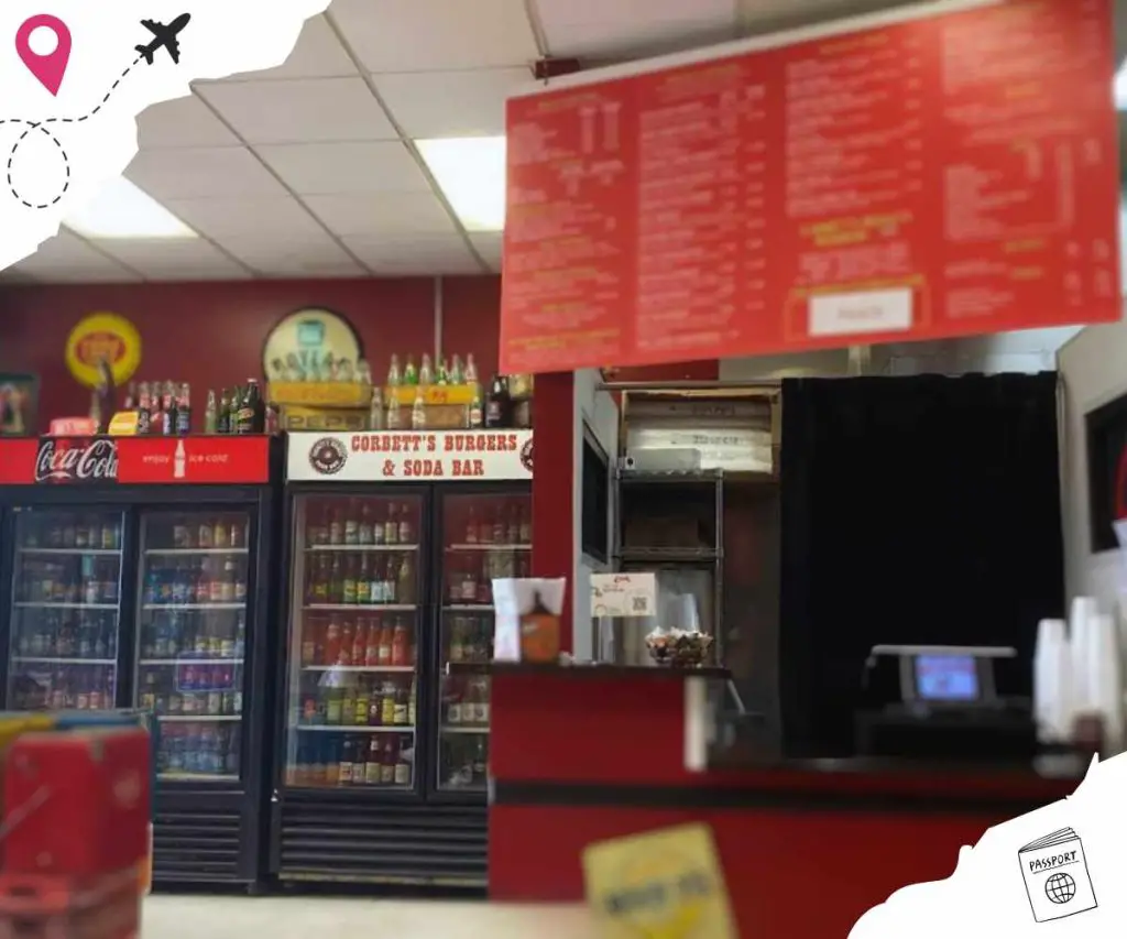 Interior at corbett's burgers and soda bar