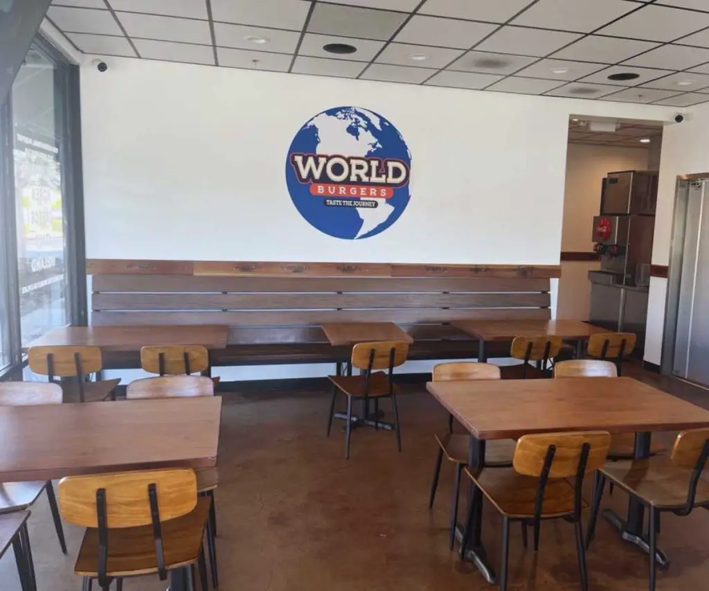 inside world burgers in Whittier california